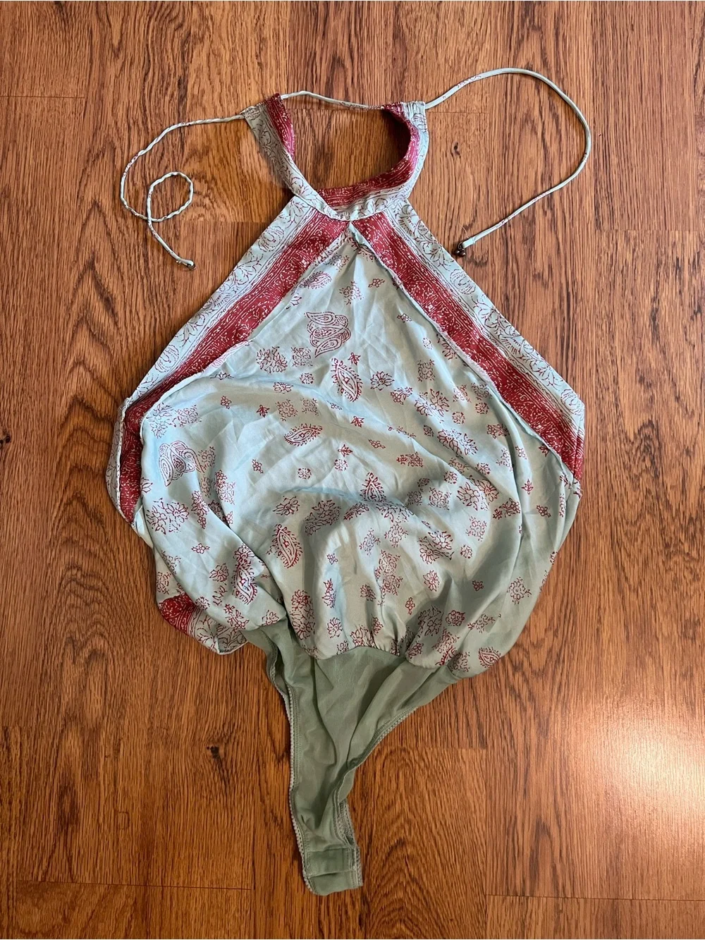 Free people intimately Halter Floral scarf Top wrap tie bodysuit sexy night out